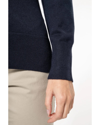 Pull femme Teresa brodé croix de méditerranée marine