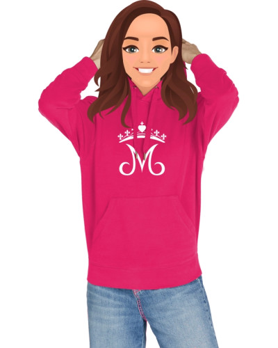 Sweat Isabelle enfant fushia avec une grande couronne mariale