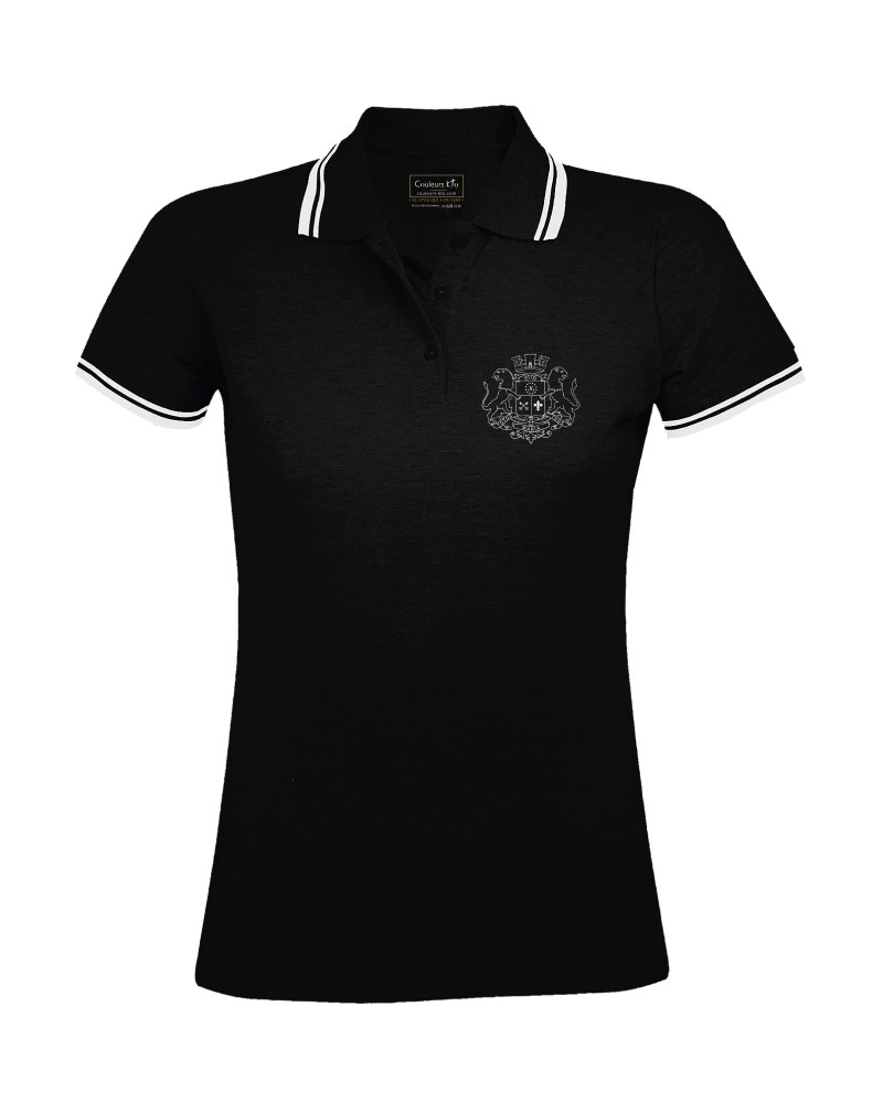 Polo Bénédicte pour femme blason marial noir