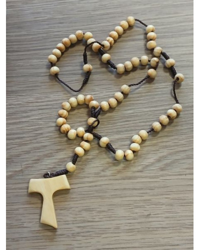 ROSARIUM Chapelet en bois avec croix de Tau