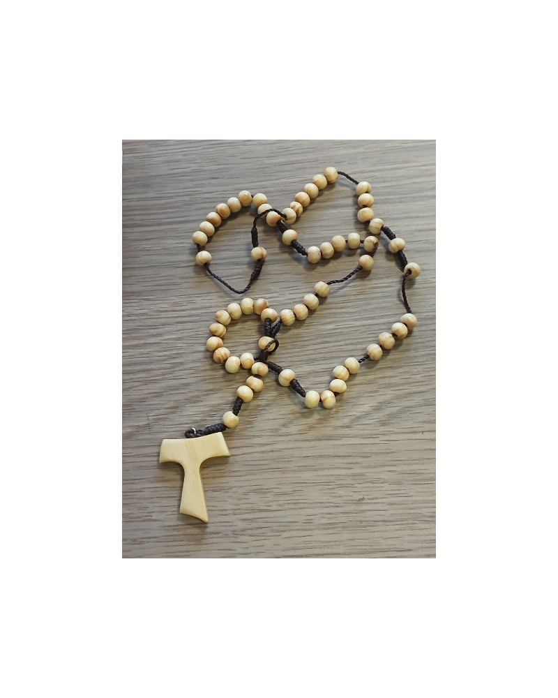 ROSARIUM Chapelet en bois avec croix de Tau