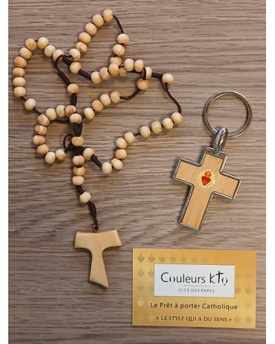 ROSARIUM Chapelet en bois avec croix de Tau