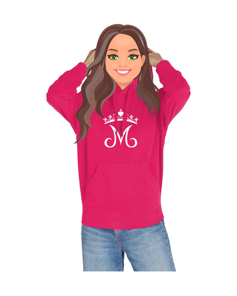 Sweat capuche Elisabeth marine adulte avec une grande couronne mariale