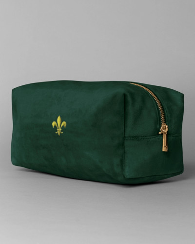 Trousse de toilette en velours LUDMILLA Fleur de lys Vert emeraude