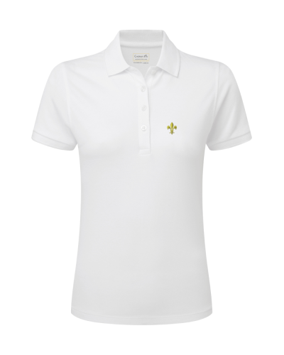 Polo femme ALIENOR  blanc brodé fleur de lys