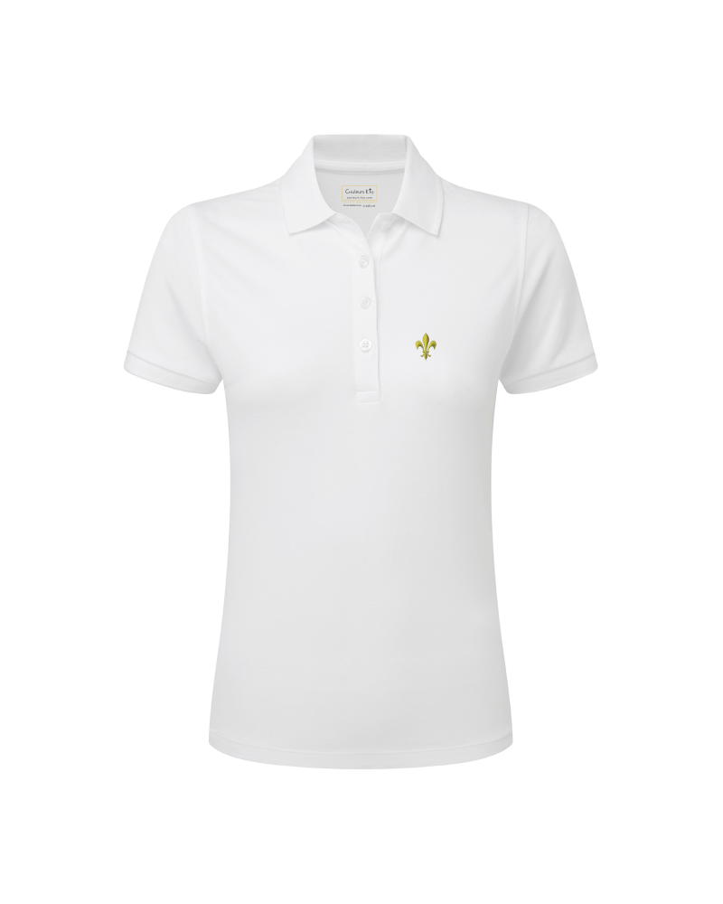 Polo femme ALIENOR  blanc brodé fleur de lys