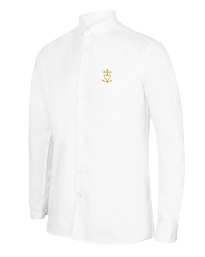 Chemise Cyriaque blanche brodée croix de mediterranée