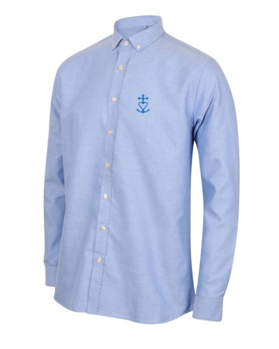 Chemise Cyriaque bleue brodée croix de mediterranée