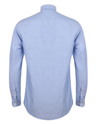 Chemise Cyriaque bleue brodée croix de mediterranée