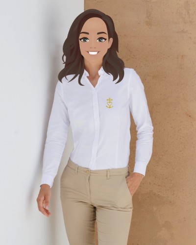 Chemisier JULIETTE manches longues avec Croix de Méditerranée brodée