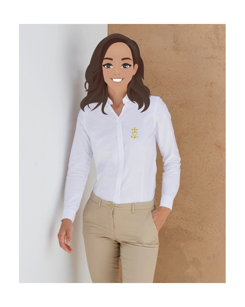 Chemisier JULIETTE manches longues avec Croix de Méditerranée brodée