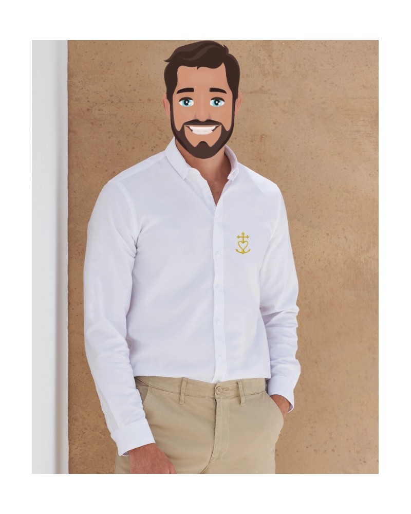 Chemise Cyriaque blanche brodée croix de mediterranée