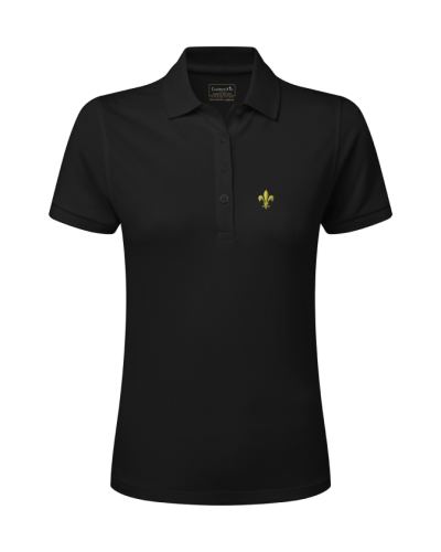 Polo femme ALIENOR noir brodé fleur de lys