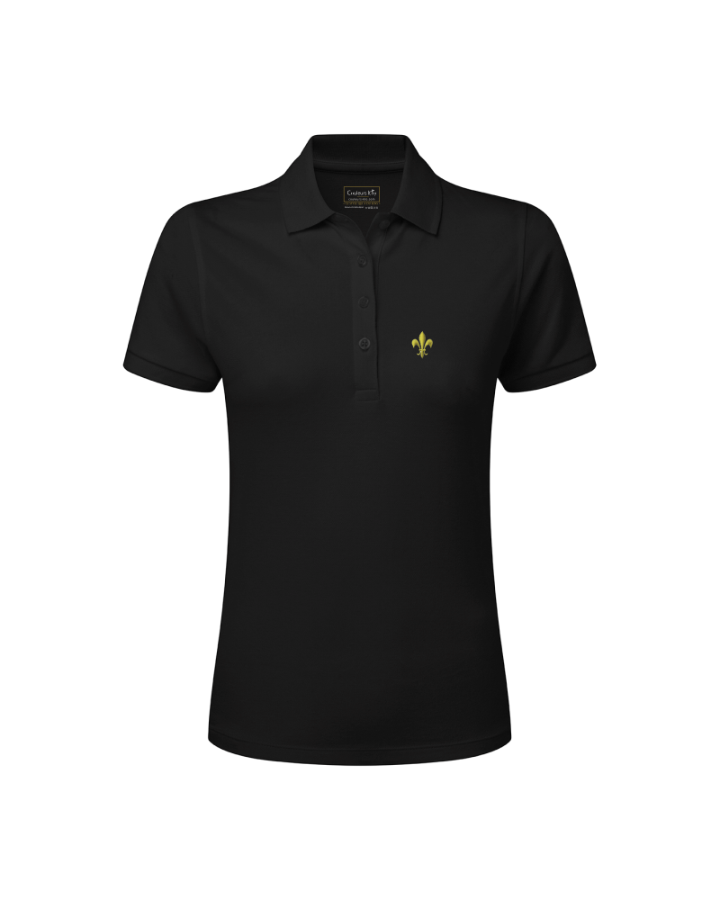 Polo femme ALIENOR noir brodé fleur de lys
