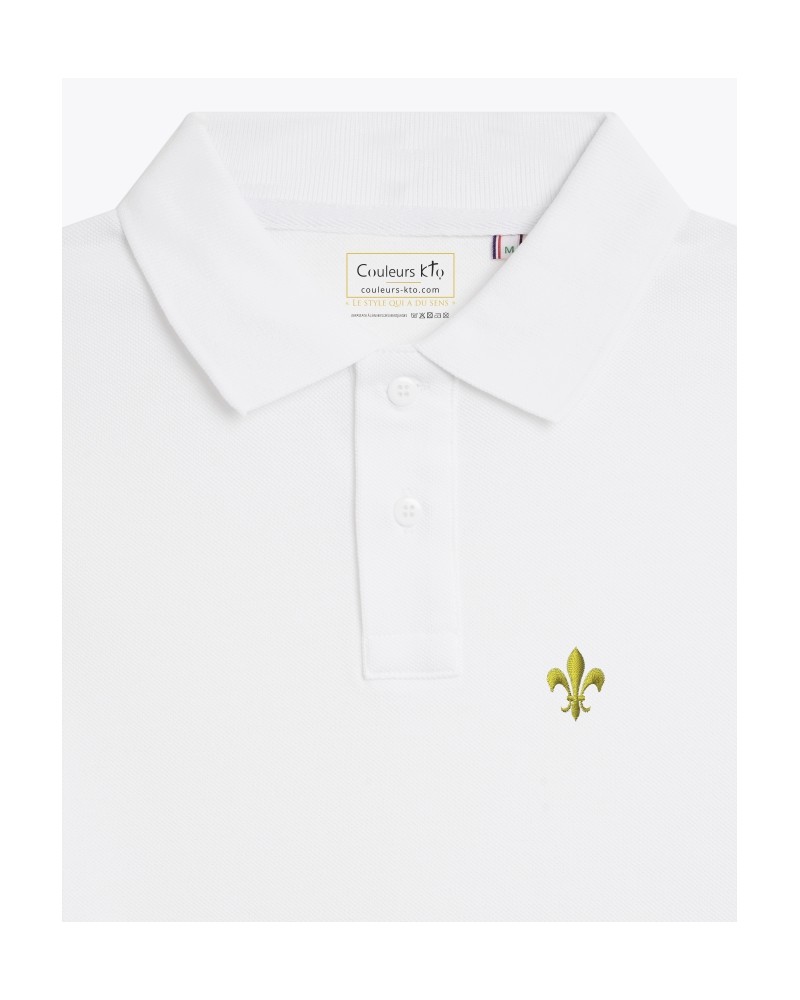 Polo Chartres fabriqué en France été adulte fleur de lys brodée