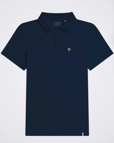 Polo français femme Auray brodé Fleur de lys marine MC