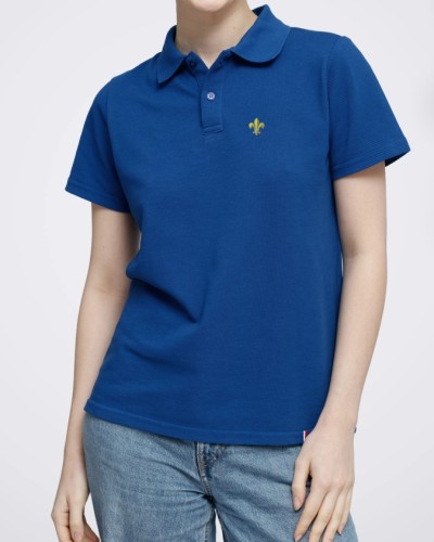 Polo français femme Auray brodé Fleur de lys bleu roy MC