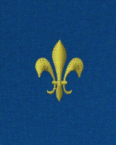 Polo français femme Auray brodé Fleur de lys bleu roy MC