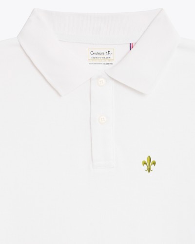 Polo français femme Auray brodé Fleur de lys blanc MC