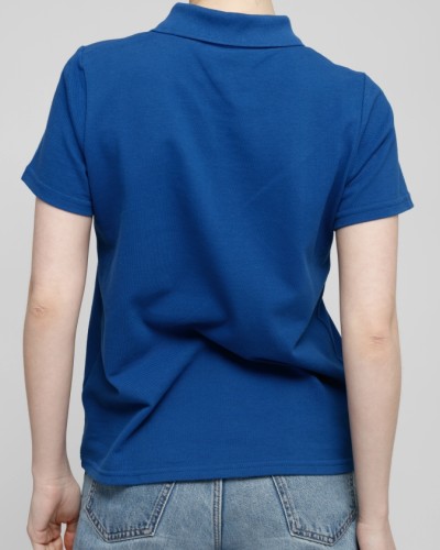 Polo français femme Auray brodé Fleur de lys bleu roy MC