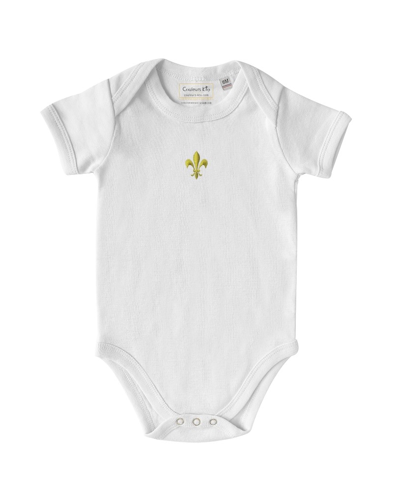 Body français bébé Pontmain avec Fleur de lys brodée