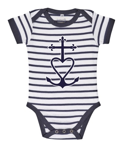 Body marinière bébé ARMEL avec croix de méditerrranée