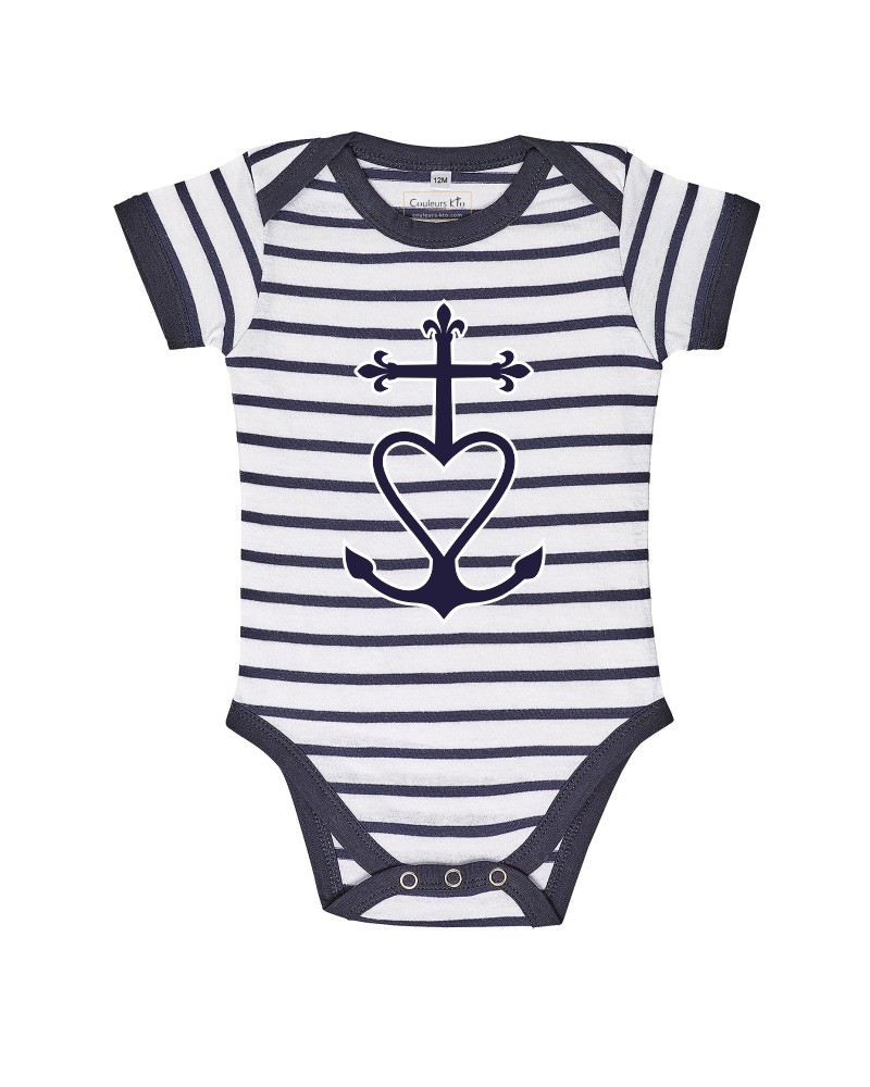 Body marinière bébé ARMEL avec croix de méditerrranée