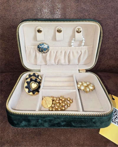 Boite à bijoux en velours HELENE Fleur de lys