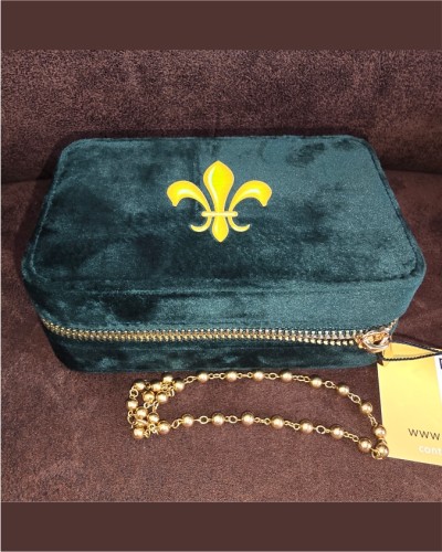 Boite à bijoux en velours HELENE Fleur de lys